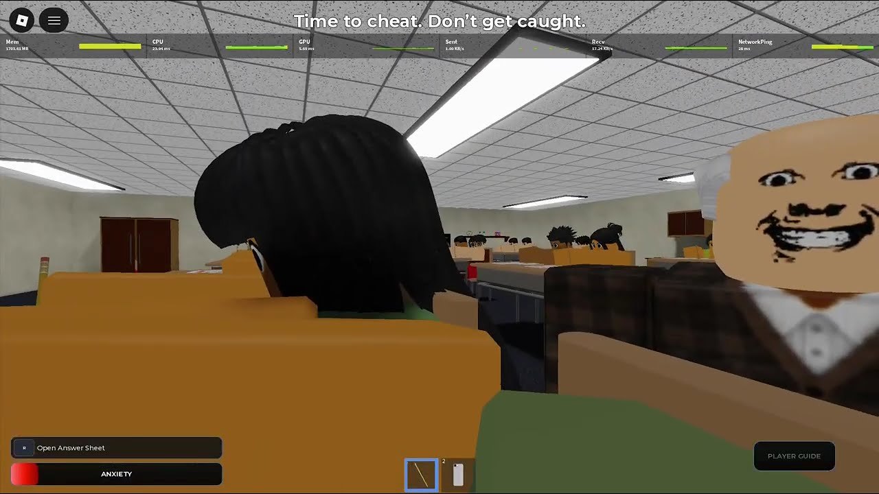 Cheating During Testing lobby and classroom overview